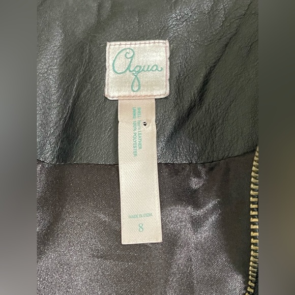 Aqua Black Leather Pleated Jacket Size 8 - Picture 6 of 8